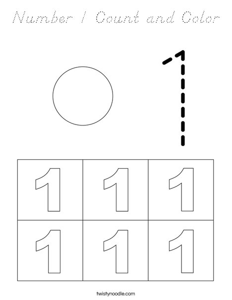Number 1 Count and Color Coloring Page