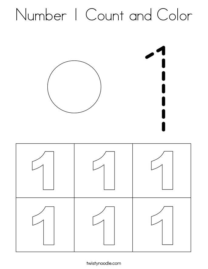 Number 1 Count and Color Coloring Page