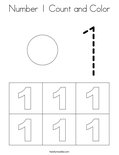 Number 1 Count and Color Coloring Page