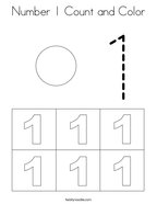 Number 1 Count and Color Coloring Page