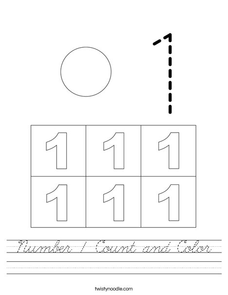 Number 1 Count and Color Worksheet