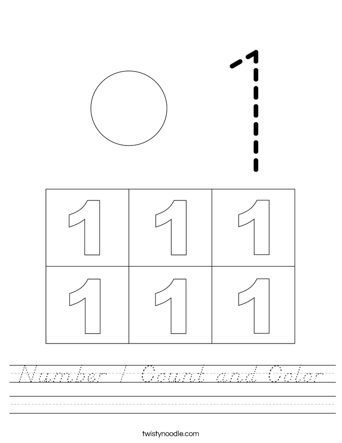 Number 1 Count and Color Worksheet