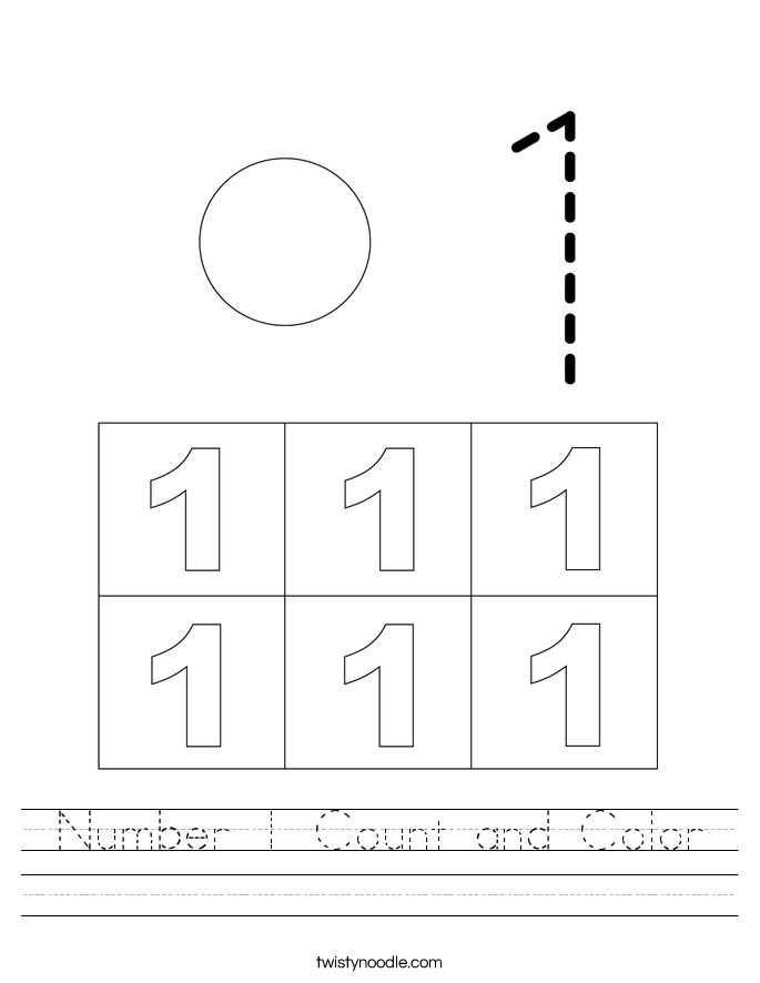 Number 1 Count and Color Worksheet