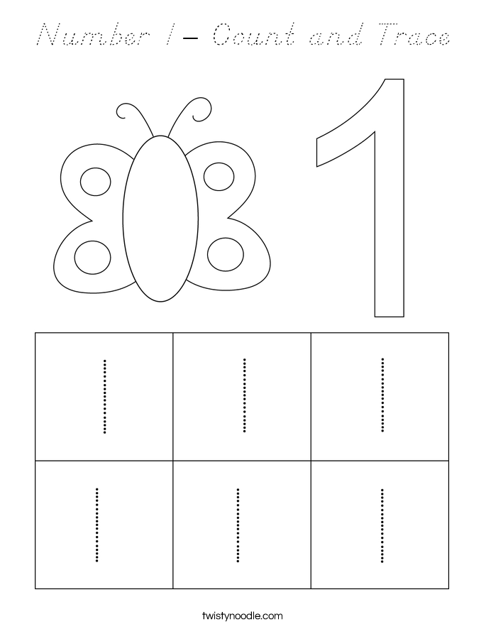 Number 1- Count and Trace Coloring Page