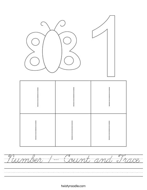Number 1- Count and Trace Worksheet