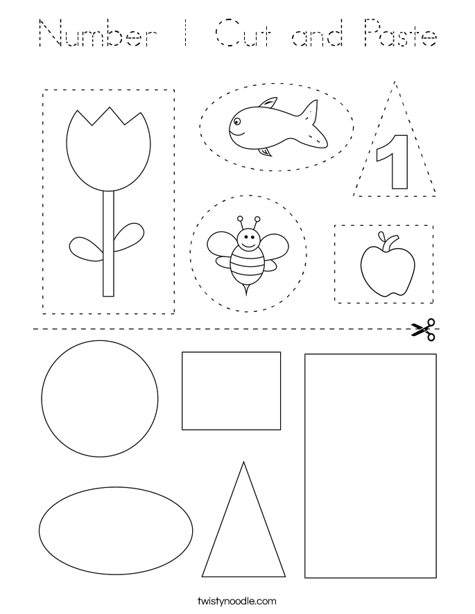 Number 1 Cut and Paste Coloring Page