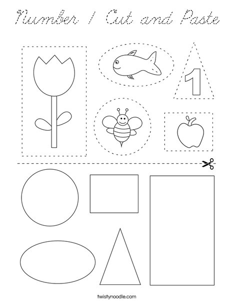 Number 1 Cut and Paste Coloring Page