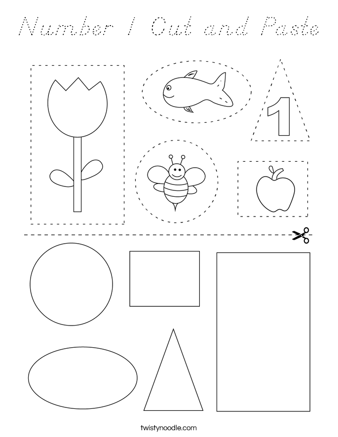 Number 1 Cut and Paste Coloring Page