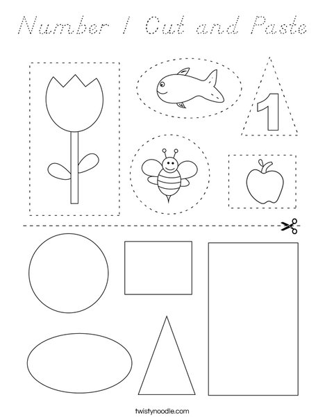 Number 1 Cut and Paste Coloring Page