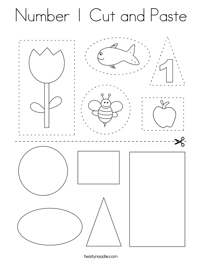 Number 1 Cut and Paste Coloring Page