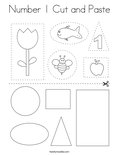 Number 1 Cut and Paste Coloring Page