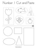 Number 1 Cut and Paste Coloring Page