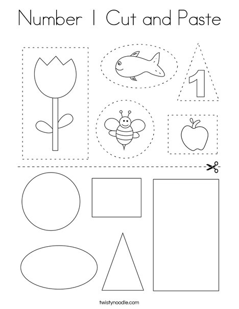 Number 1 Cut and Paste Coloring Page