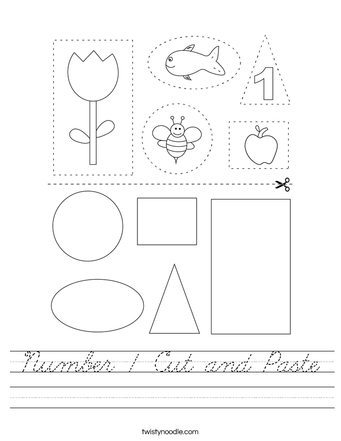Number 1 Cut and Paste Worksheet