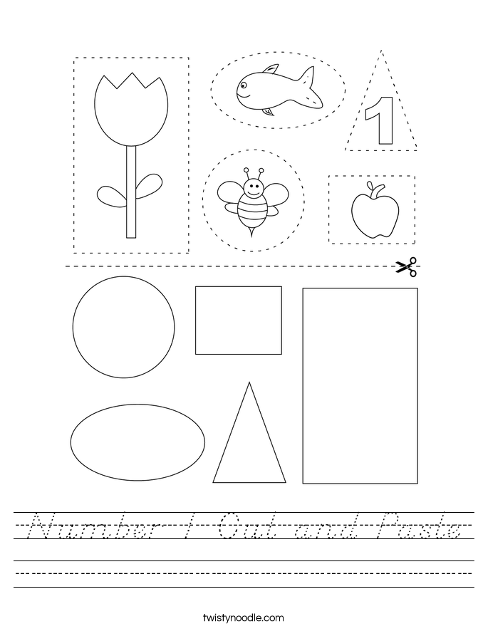 Number 1 Cut and Paste Worksheet