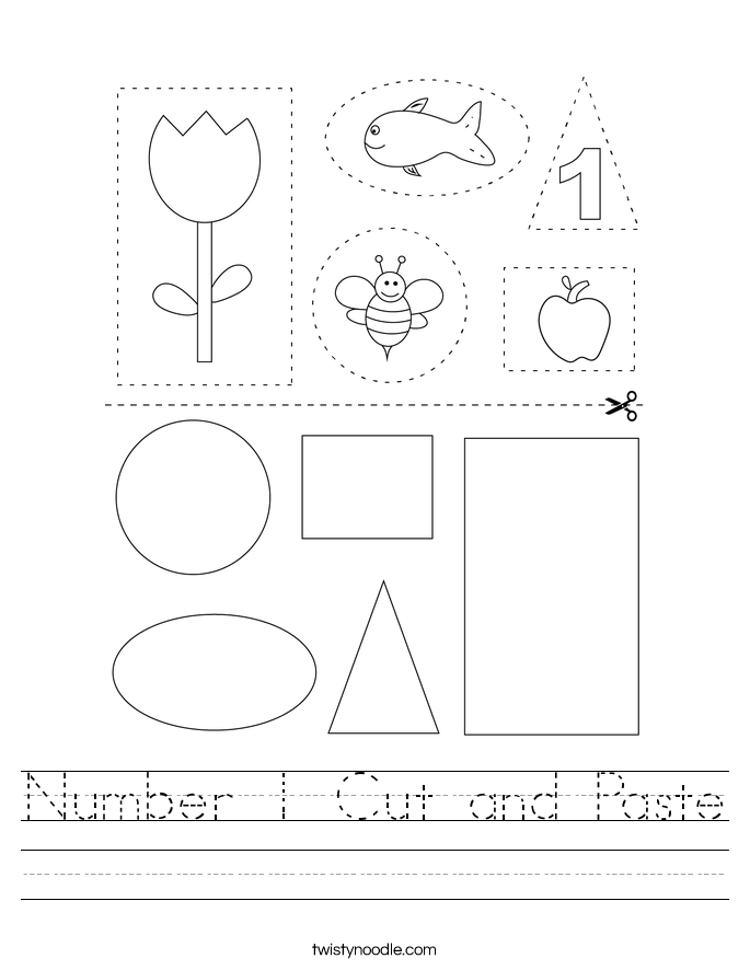 Number 1 Cut and Paste Worksheet