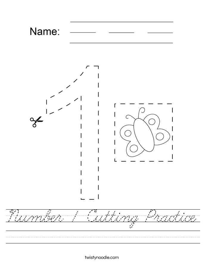 Number 1 Cutting Practice Worksheet