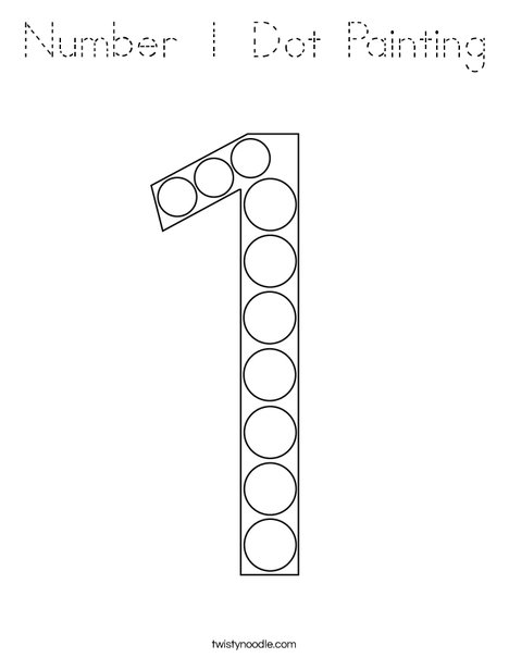 Number 1 Dot Painting Coloring Page