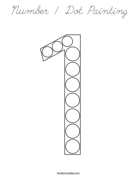Number 1 Dot Painting Coloring Page