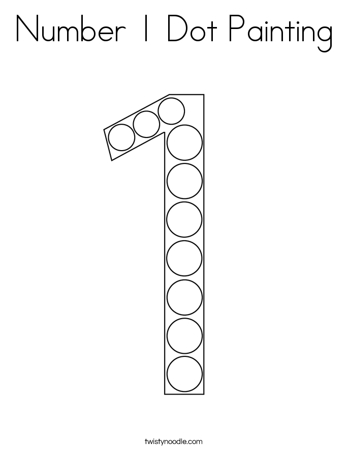 Download Number 1 Dot Painting Coloring Page - Twisty Noodle