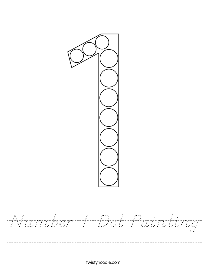 Number 1 Dot Painting Worksheet