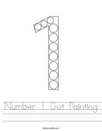 Number 1 Dot Painting Handwriting Sheet