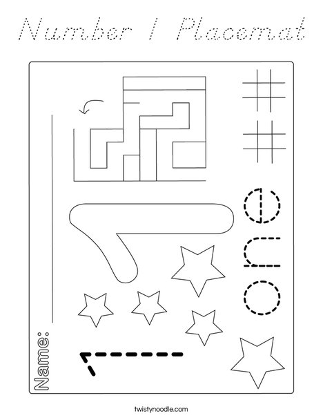 Number 1 Placemat Coloring Page