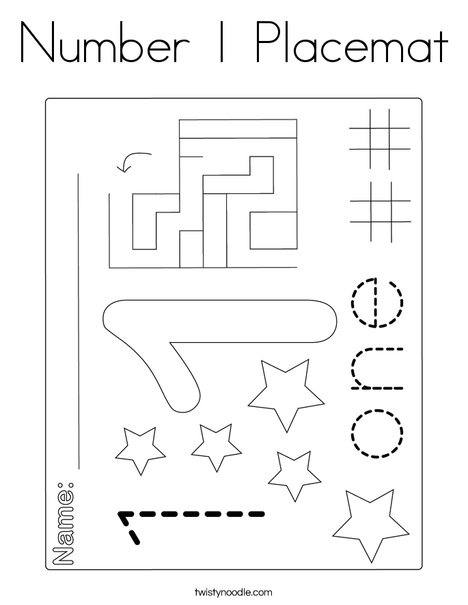 Number 1 Placemat Coloring Page
