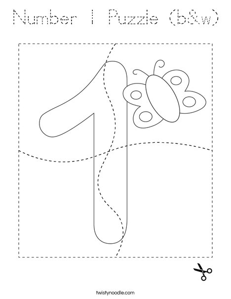 Number 1 Puzzle (b&w) Coloring Page
