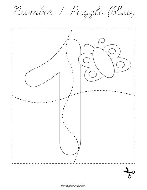 Number 1 Puzzle (b&w) Coloring Page