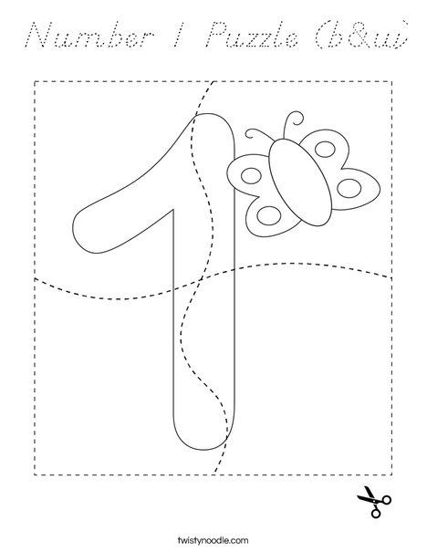 Number 1 Puzzle (b&w) Coloring Page