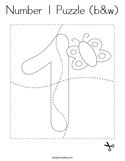 Number 1 Puzzle (b&w) Coloring Page