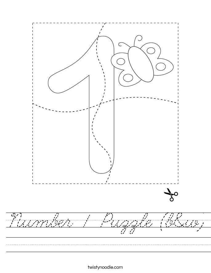 Number 1 Puzzle (b&w) Worksheet