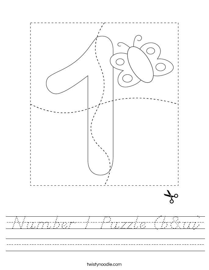 Number 1 Puzzle (b&w) Worksheet