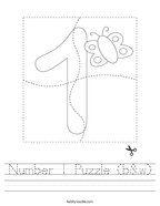 Number 1 Puzzle (b&w) Handwriting Sheet