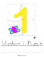 Number 1 Puzzle Handwriting Sheet