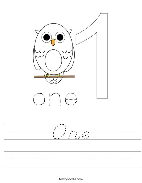 One Worksheet - D'Nealian - Twisty Noodle