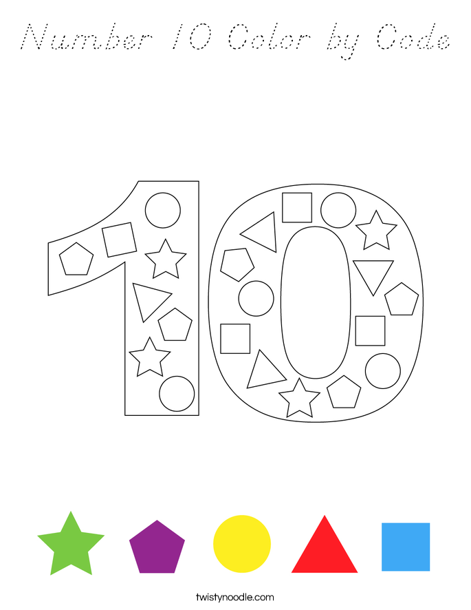 Number 10 Color by Code Coloring Page