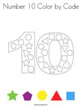 Number 10 Color by Code Coloring Page