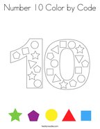 Number 10 Color by Code Coloring Page
