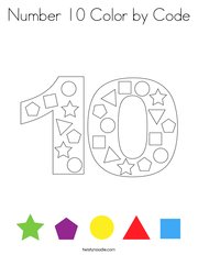Number 10 Color by Code Coloring Page