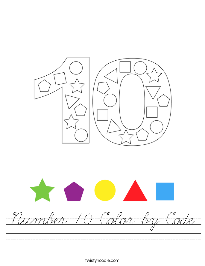 Number 10 Color by Code Worksheet