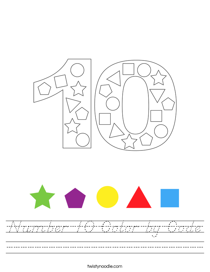 Number 10 Color by Code Worksheet
