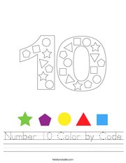 Number 10 Color by Code Handwriting Sheet