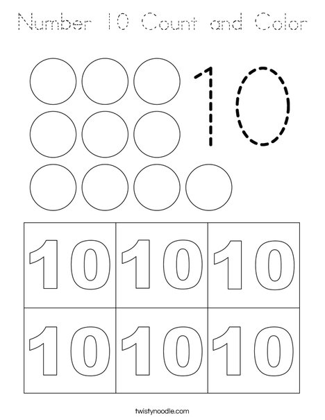 Number 10 Count and Color Coloring Page