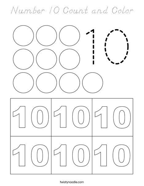 Number 10 Count and Color Coloring Page