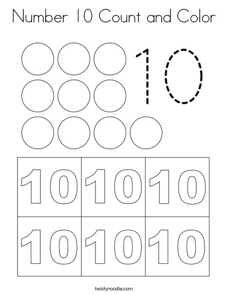 Number 10 Count and Color Coloring Page