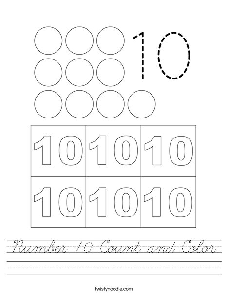 Number 10 Count and Color Worksheet