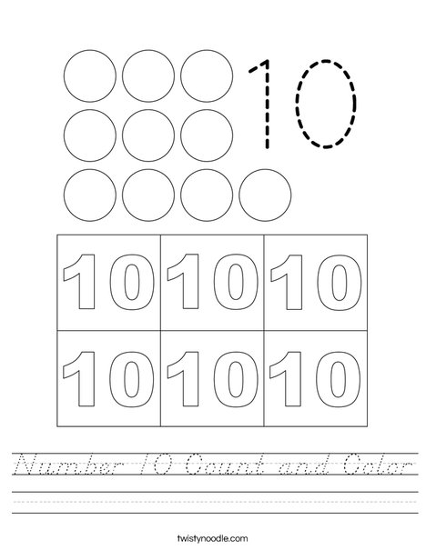 Number 10 Count and Color Worksheet