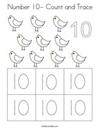 Number 10- Count and Trace Coloring Page
